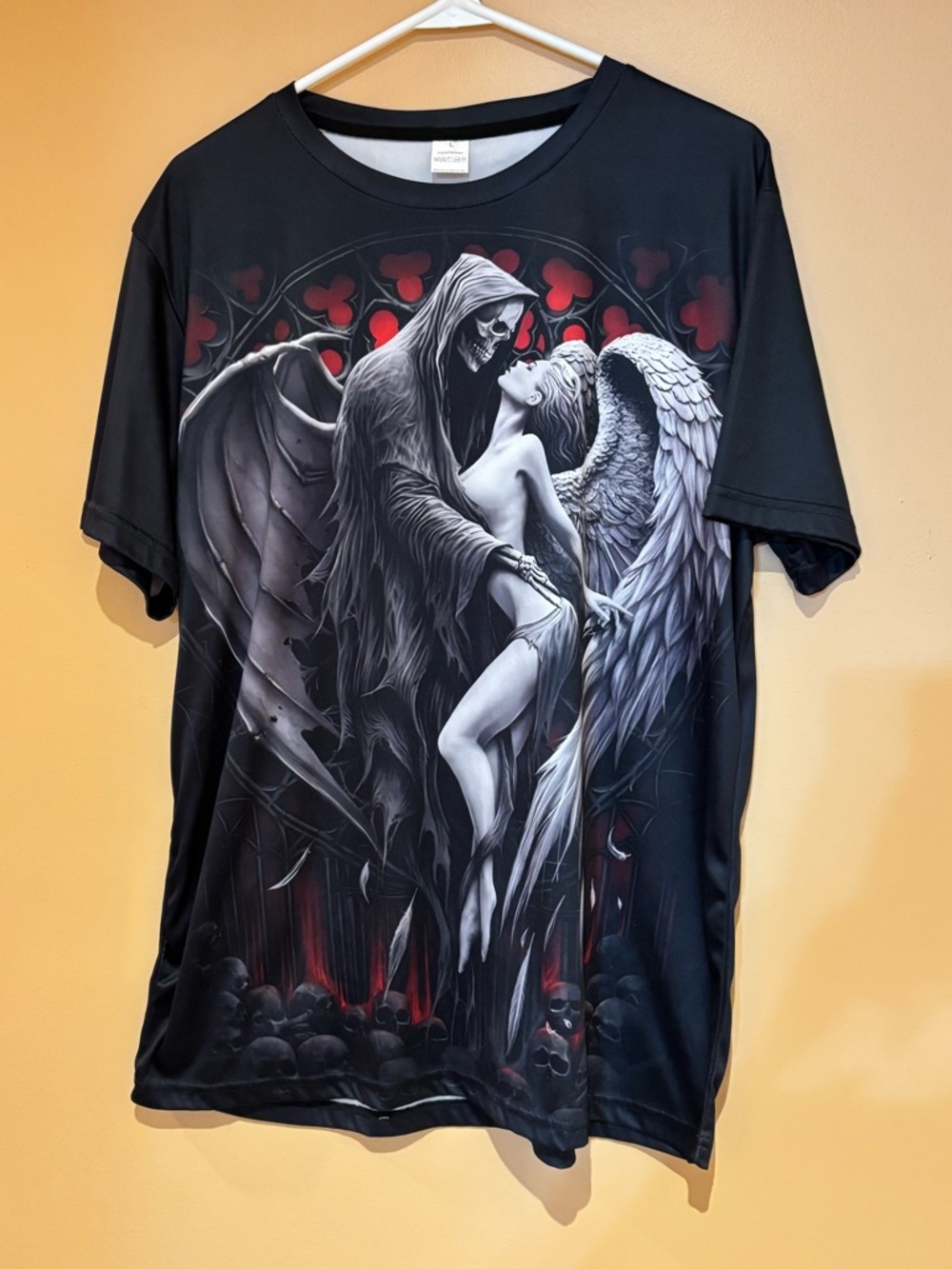 Forbidden Gothic Grim Reaper Angel T-Shirt Black Large